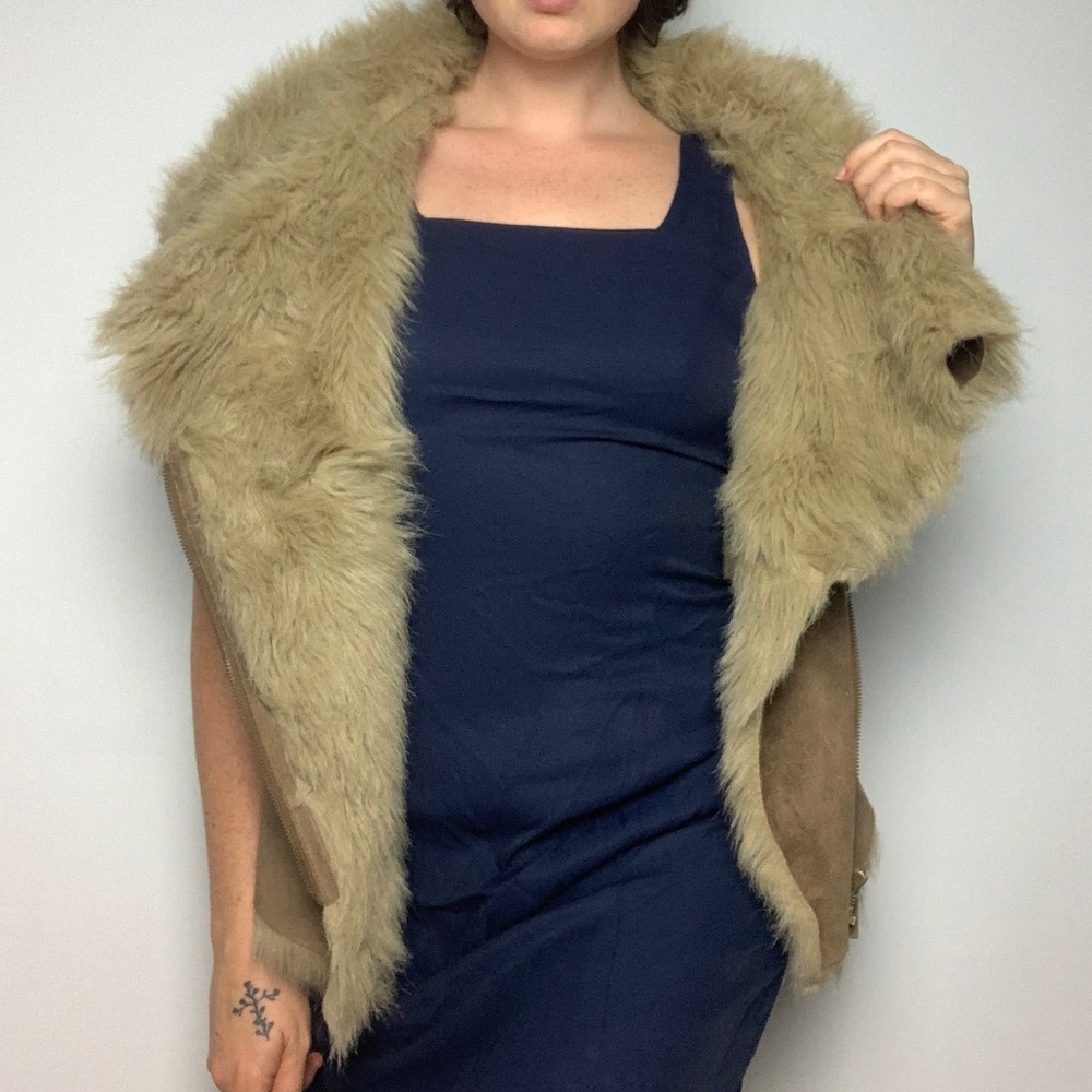 Boston Proper Faux Fur/Faux Suede Vest